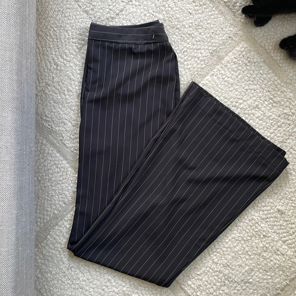 Black striped flared pants